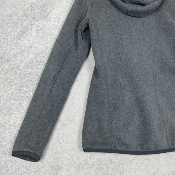 Athleta Jacket Womens Extra Small Gray Asymmetrical Zip Hooded Fleece Lined - Picture 9 of 16